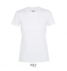 Camiseta blanca entallada para mujer manga corta Sol's Regent 150 de propaganda Color Blanco Vista Frontal
