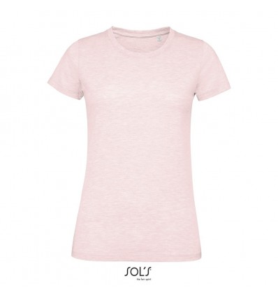 Camiseta de mujer 100% algodón Sol's Regent Fit 150 merchandising Color Rosa Jaspeado Vista Frontal