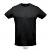 Camiseta unisex con cuello redondo Sol's Sprint 130 personalizada Color Negro/Negro Opaco Vista Frontal