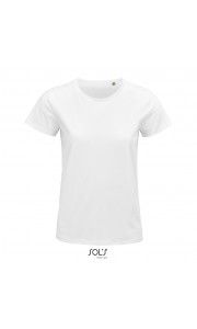 Camiseta blanca mujer de algodón biólogico Sol's Pioneer 175