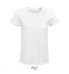 Camiseta blanca mujer de algodón punto liso Sol's Crusader 150 para empresas Color Blanco Vista Frontal