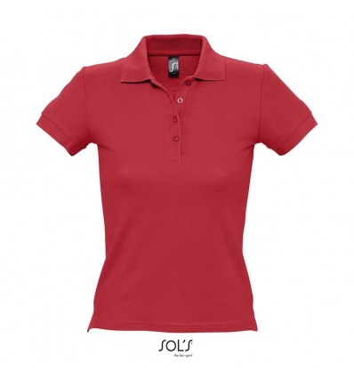 Polo 100 % algodón ringspun para mujer Sol's People 210 merchandising Color Rojo Vista Frontal