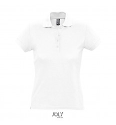 Polo blanco para mujer ajustado de algodón Sol's Passion 170 para eventos Color Blanco Vista Frontal