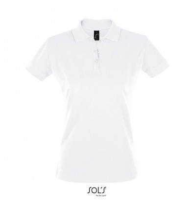 Polo blanco de manga corta de mujer Sol's Perfect 180 merchandising Color Blanco Vista Frontal