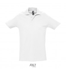 Polo blanco de algodón manga corta Sol's Spring II 210 para eventos Color Blanco Vista Frontal