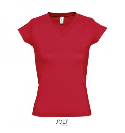 Camiseta de mujer con cuello de pico Sol's Moon 150 barata Color Rojo Vista Frontal