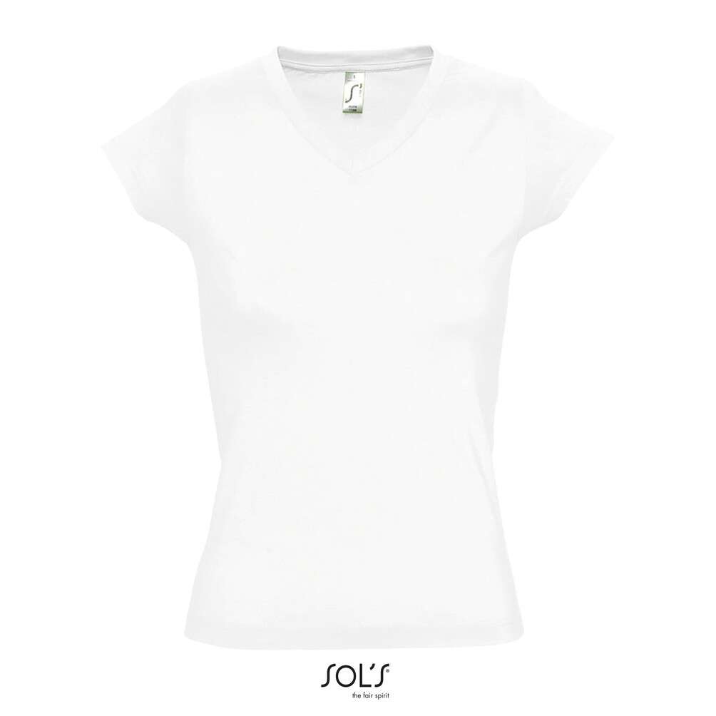 Camiseta blanca mujer con cuello de pico Sol's Moon 150