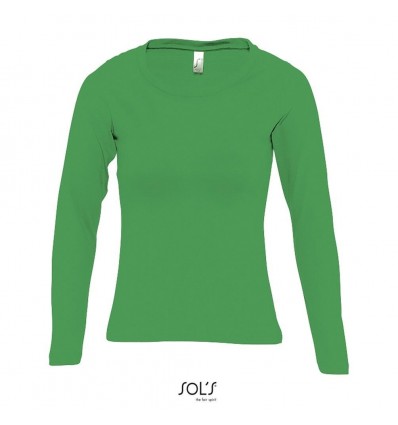 Camiseta de mujer con manga larga Sol's Majestic 150 personalizada Color Verde Vista Frontal