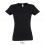 Camiseta para mujer de gran calidad Sol's Imperial 190 para publicidad Color Negro Profundo Vista Frontal