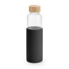Botella cristal con tapa bambú y funda silicona 600 ml para eventos Color Negro