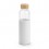 Botella cristal con tapa bambú y funda silicona 600 ml para empresas Color Blanco