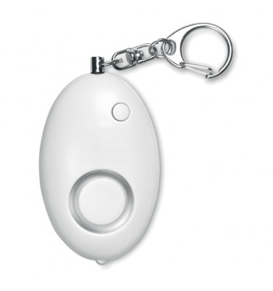 Llavero con Mini Alarma Personal en ABS personalizado Color Blanco