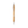 Bolígrafo de bambú con clip y detalles metálicos publicitario