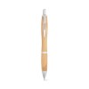 Bolígrafo de bambú con clip y detalles metálicos barato