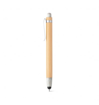 Bolígrafo de bambú con puntero táctil y fibra de trigo personalizado Color Natural claro