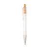 Bolígrafo reciclado transparente con pulsador de color para empresas Color Naranja