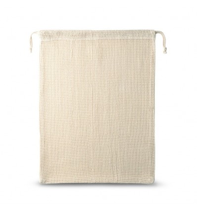 Bolsa con malla de algodón y cierre con cordones personalizada Color Natural claro