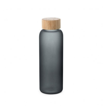 Botella de cristal mate con tapa de bambú 500 ml personalizada Color Negro