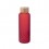 Botella de cristal mate con tapa de bambú 500 ml barata Color Rojo