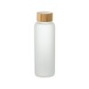 Botella de cristal mate con tapa de bambú 500 ml promocional Color Blanco