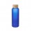 Botella de cristal mate con tapa de bambú 500 ml merchandising Color Azul royal