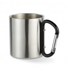 Taza de Acero Inoxidable con Mosquetón publicitaria 220ml Color Negro