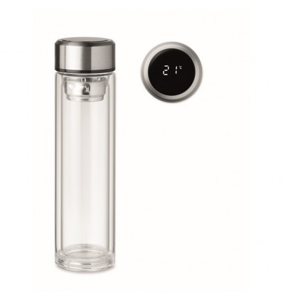 Botella de vidrio con termómetro táctil 390 ml publicitaria