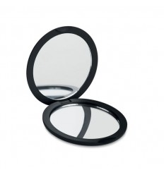 Espejo Circular Doble con Acabado de Goma personalizado Color Negro