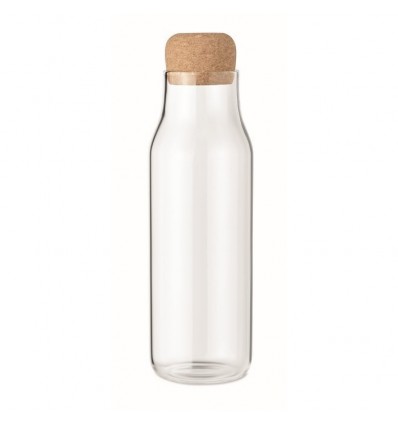 Botella de vidrio de 1L con tapón de corcho personalizada Color Transparente
