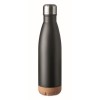 Botella termo inoxidable con base de corcho 600 ml personalizada Color Negro