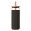 Vaso de cristal con funda y tapa con pajita de bambú personalizado Color Negro