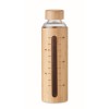 Botella de cristal con funda de bambú con medidor 600 ml publicitaria