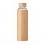 Botella de cristal con funda de bambú con medidor 600 ml promocional