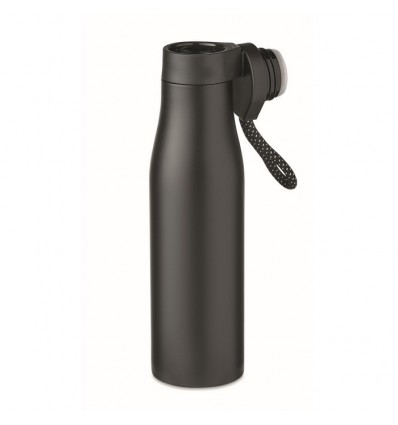 Botella de acero inoxidable con tapa magnética 600 ml personalizada Color Negro