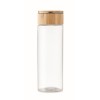 Botella de cristal con tapa de bambú con asa 500 ml personalizada Color Transparente