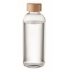 Botella de vidrio con tapa de bambú 650 ml publicitaria