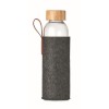 Botella de vidrio de 500ml con tapa bambú personalizada Color Gris Oscuro