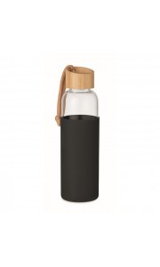 Botella de 500ml con funda silicona y tapón de bambú