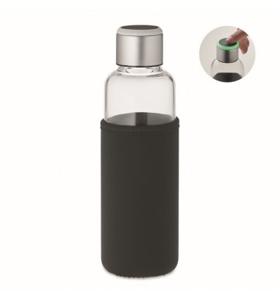 Botella con funda de neopreno y recordatorio de hidratación de 500ml personalizada Color Negro