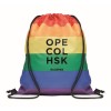 Mochila saco de poliéster diseño arcoiris con logo
