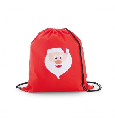 Bolsa de cuerdas non-woven con estampado de navidad personalizada Color Rojo