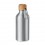 Botella de aluminio con tapa de bambú y mosquetón - 400 ml personalizada Color Plata Mate