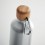 Botella de aluminio con tapa de bambú y mosquetón - 400 ml publicitaria