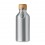 Botella de aluminio con tapa de bambú y mosquetón - 400 ml promocional