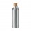 Botella de aluminio con tapa de bambú y mosquetón - 800 ml personalizada Color Plata Mate