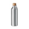 Botella de aluminio con tapa de bambú y mosquetón - 800 ml personalizada Color Plata Mate