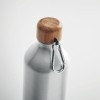 Botella de aluminio con tapa de bambú y mosquetón - 800 ml publicitaria