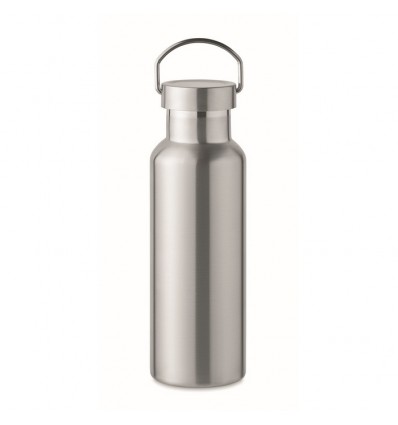 Botella de acero inoxidable reciclado de doble pared - 500 ml personalizada Color Plata Mate