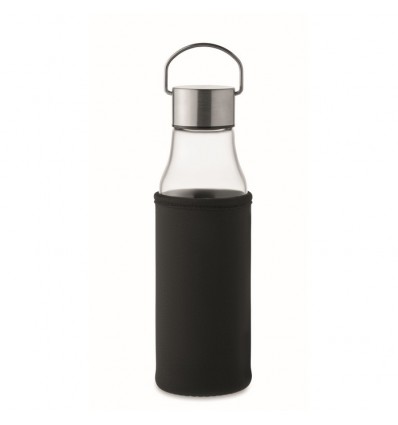 Botella de vidrio con funda y tapa con asa - 500 ml personalizada Color Transparente