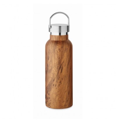 Botella de inox reciclado con aspecto a madera - 500 ml personalizada Color Marrón